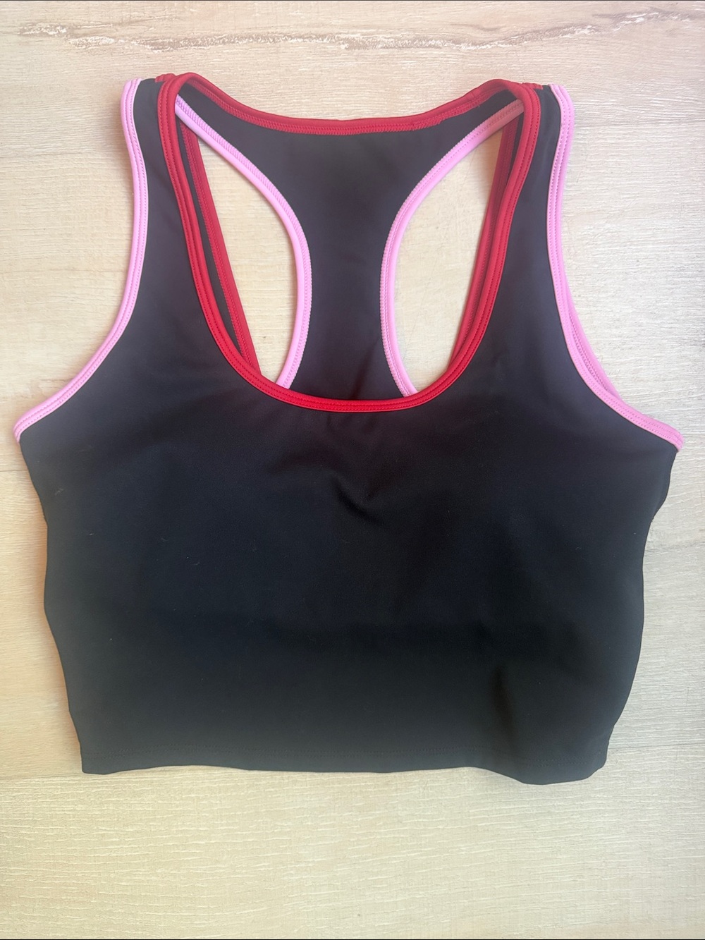 Beach Riot size S Black Sports Longline Bra with Pink & Red Trim - NEVER WORN!